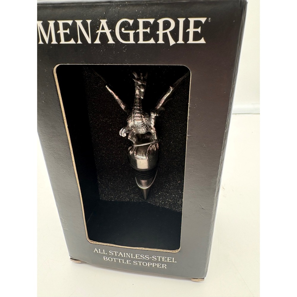 Menagerie Dragon Wine Bottle Stopper Stainless Steel NIB Mythical Barware Gift